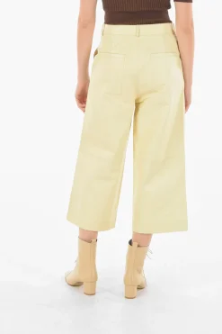 Clearance Pantaloni in Pelle CELICE Wide Leg Donna Pantaloni