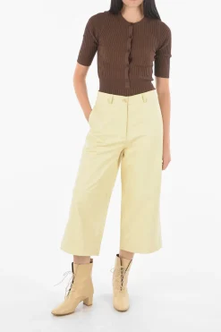 Clearance Pantaloni in Pelle CELICE Wide Leg Donna Pantaloni