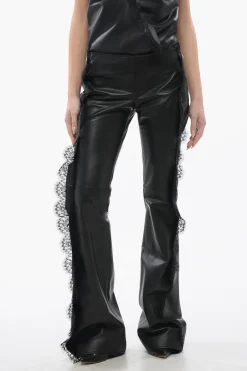 Pantaloni In Pelle Con Dettagli In Pizzo>Off-White Fashion