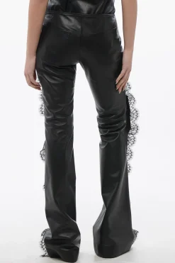 Pantaloni In Pelle Con Dettagli In Pizzo>Off-White Fashion