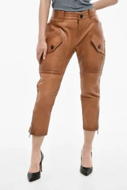 Pantaloni In Pelle Con Tasche Laterali>Dsquared2 Sale