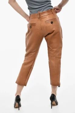 Pantaloni In Pelle Con Tasche Laterali>Dsquared2 Sale