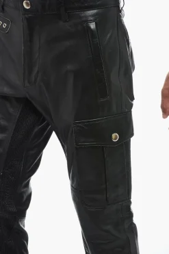 Pantaloni in Pelle Craquelé con Effetto Vintage>Dsquared2 Sale