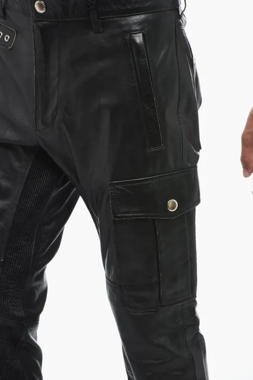 Pantaloni in Pelle Craquelé con Effetto Vintage>Dsquared2 Sale