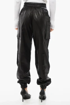 Pantaloni in Pelle Multitasca con Dettaglio Trapuntato>Balmain Sale