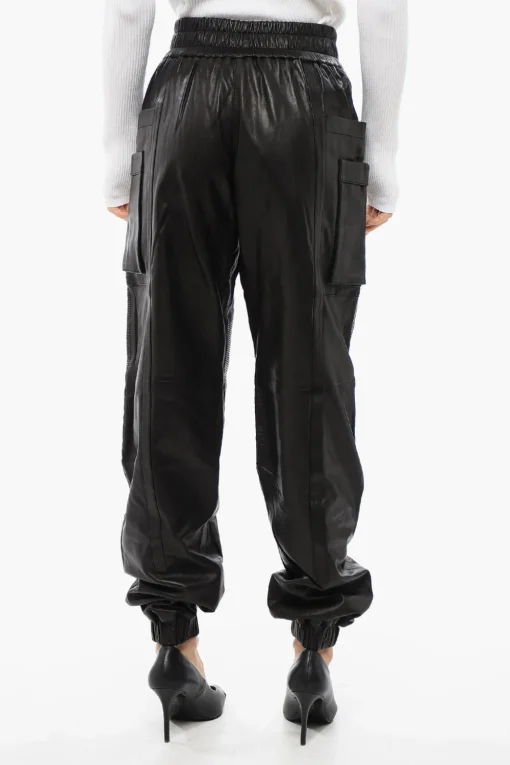 Pantaloni in Pelle Multitasca con Dettaglio Trapuntato>Balmain Sale