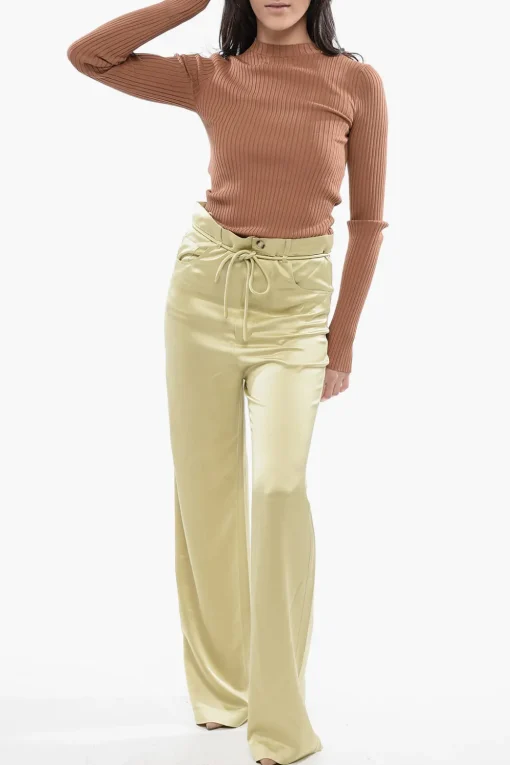 Pantaloni in Raso a Gamba Ampia>Nanushka New