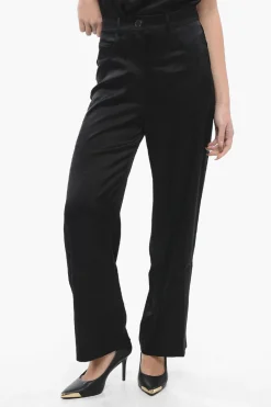 Pantaloni In Satin a Vita Alta con Passanti>Nanushka Sale