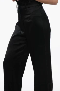 Pantaloni In Satin a Vita Alta con Passanti>Nanushka Sale