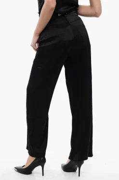 Pantaloni In Satin a Vita Alta con Passanti></noscript>Nanushka Sale