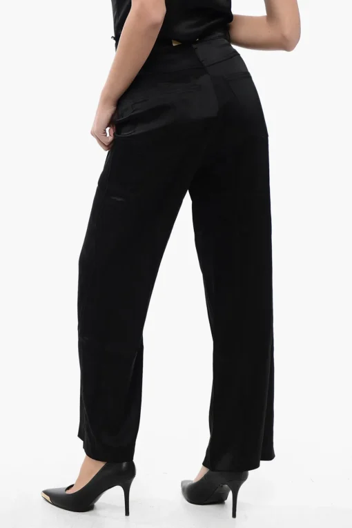 Pantaloni In Satin a Vita Alta con Passanti>Nanushka Sale