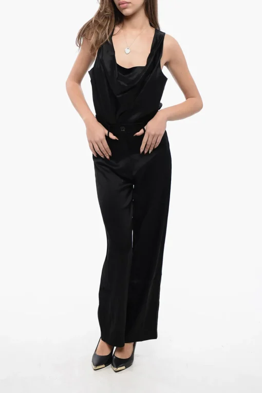 Pantaloni In Satin a Vita Alta con Passanti>Nanushka Sale