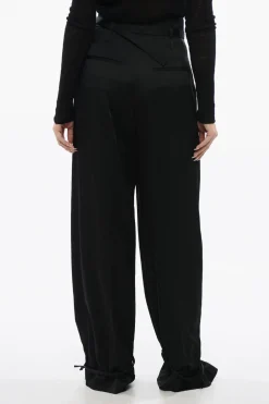 Online Pantaloni in Satin con Lacci sul Fondo Donna Pantaloni