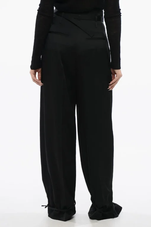 Online Pantaloni in Satin con Lacci sul Fondo Donna Pantaloni