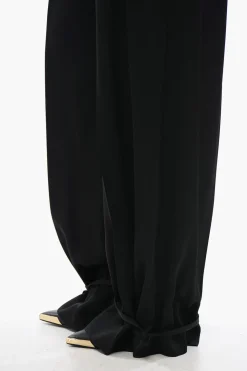 Online Pantaloni in Satin con Lacci sul Fondo Donna Pantaloni