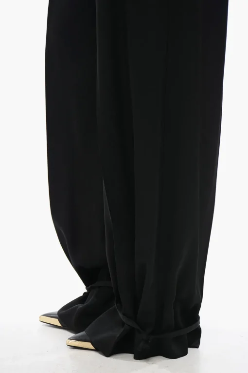 Online Pantaloni in Satin con Lacci sul Fondo Donna Pantaloni