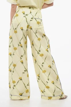 Pantaloni in Seta Floreali con Gamba Ampia></noscript>Burberry Clearance