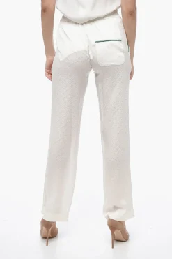 Pantaloni in Seta Jacquard con Elastico in Vita>Casablanca New