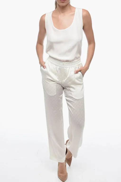 Pantaloni in Seta Jacquard con Elastico in Vita>Casablanca New