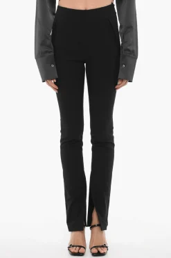 Sale Pantaloni in Tinta Unita con Spacco alla Caviglia Donna Pantaloni