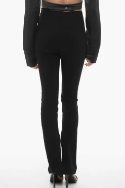Sale Pantaloni in Tinta Unita con Spacco alla Caviglia Donna Pantaloni