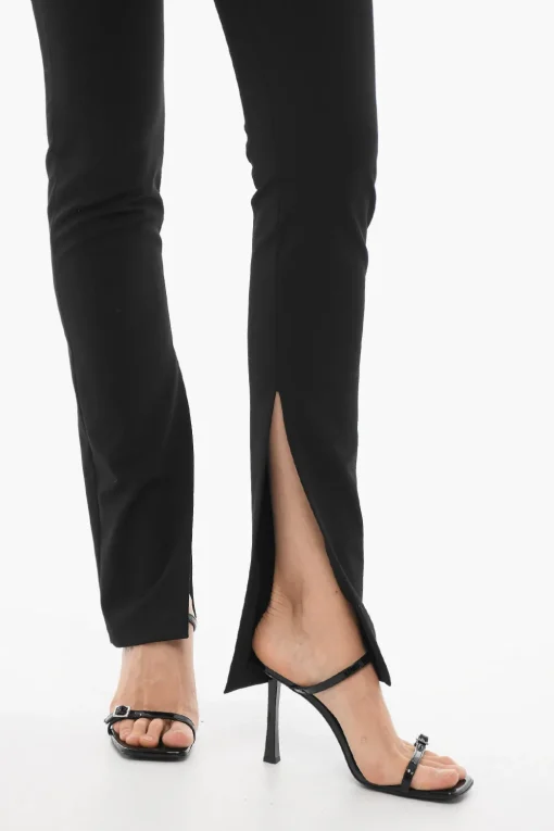Sale Pantaloni in Tinta Unita con Spacco alla Caviglia Donna Pantaloni