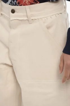 New Pantaloni in Twill di Cotone ad Orlo Sfrangiato Uomo Pantaloni