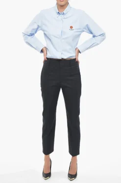Sale Pantaloni in Twill di Cotone con Tapered Fit Donna Pantaloni