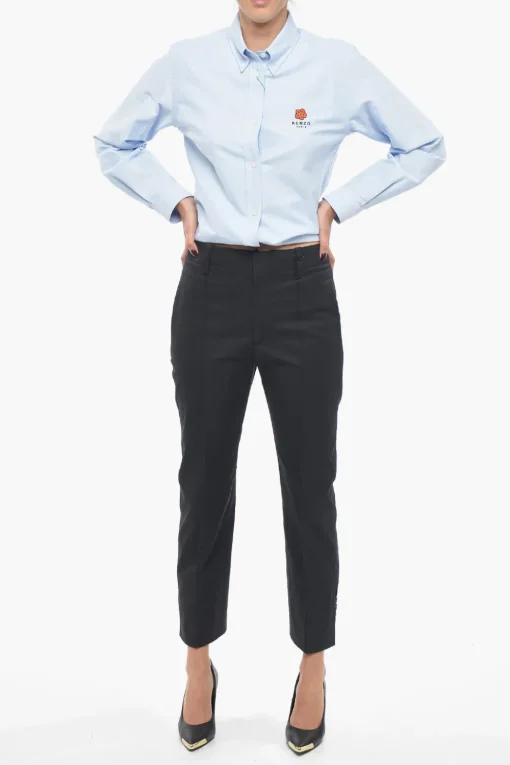 Sale Pantaloni in Twill di Cotone con Tapered Fit Donna Pantaloni