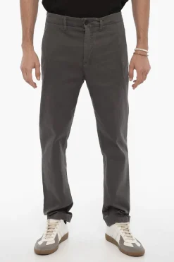 Discount Pantaloni In Twill di Cotone con Chiusura a Scomparsa Uomo Pantaloni