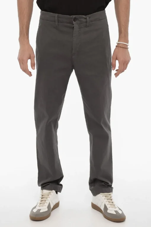 Discount Pantaloni In Twill di Cotone con Chiusura a Scomparsa Uomo Pantaloni
