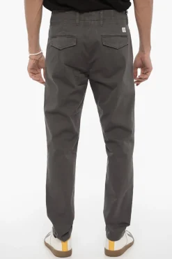 Discount Pantaloni In Twill di Cotone con Chiusura a Scomparsa Uomo Pantaloni
