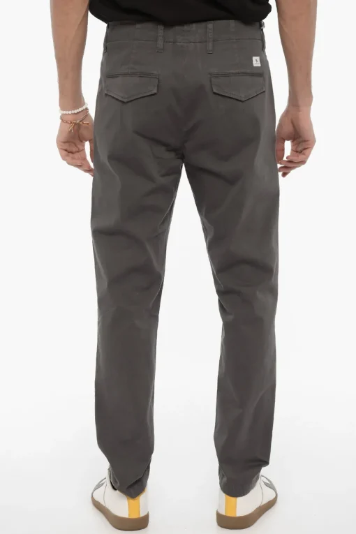 Discount Pantaloni In Twill di Cotone con Chiusura a Scomparsa Uomo Pantaloni