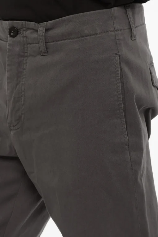 Discount Pantaloni In Twill di Cotone con Chiusura a Scomparsa Uomo Pantaloni