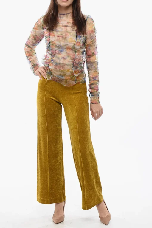 Best Pantaloni In Velluto A Vita Alta Donna Pantaloni