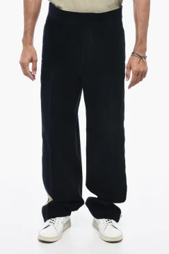 Clearance Pantaloni in Velour a Coste TAPE con Bande a Contrasto Uomo Pantaloni