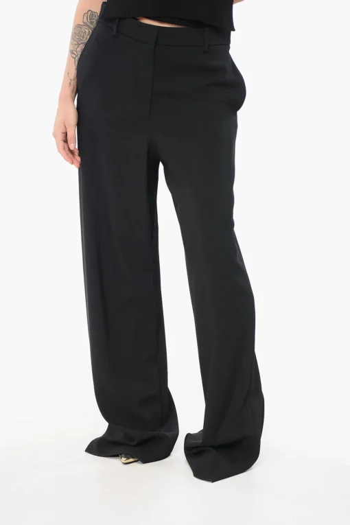 New Pantaloni in Viscosa Wide Leg Donna Pantaloni