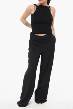 New Pantaloni in Viscosa Wide Leg Donna Pantaloni