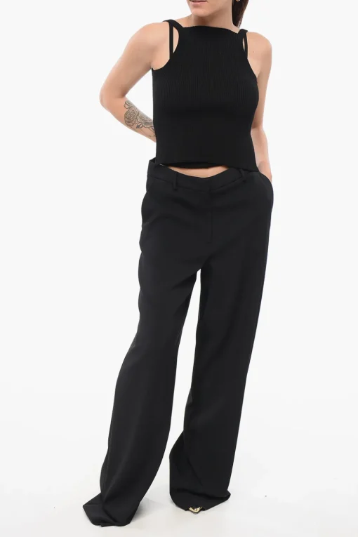 New Pantaloni in Viscosa Wide Leg Donna Pantaloni