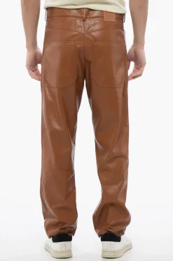 New Pantaloni JASPER in Pelle Vegan a Tinta Unita Uomo Pantaloni