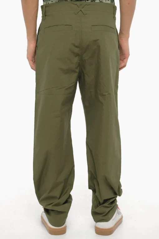 Pantaloni Larghi in Cotone con Bottone Logato>Marcelo Burlon Outlet