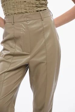Fashion Pantaloni LEENA in Pelle Vegan a Vita Alta Donna Pantaloni
