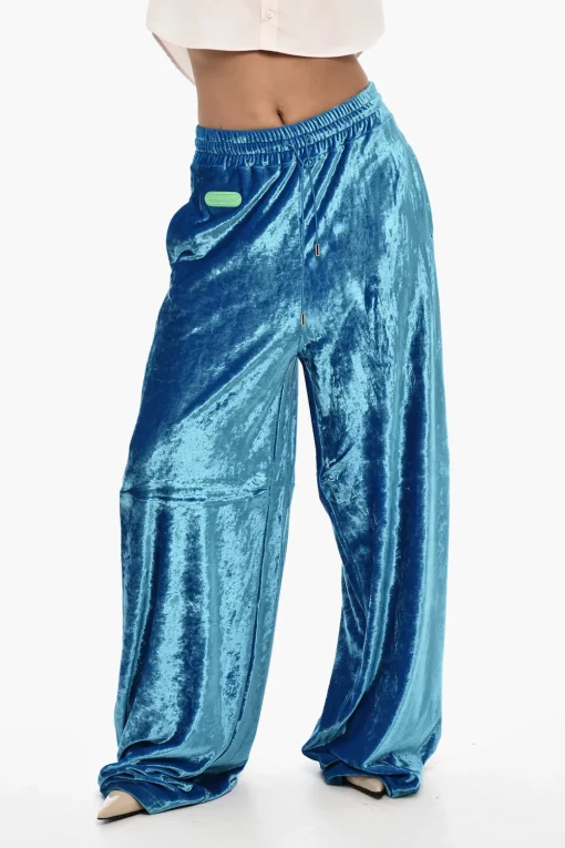 Pantaloni Loose Fit In Velour con Elastico in Vita>Dsquared2 Fashion