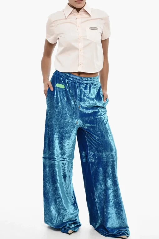 Pantaloni Loose Fit In Velour con Elastico in Vita>Dsquared2 Fashion