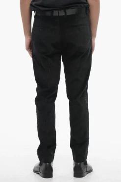 Online Pantaloni LYRA Skinny Fit in Velour con Rifiniture in Raso Uomo Pantaloni