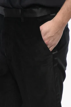 Online Pantaloni LYRA Skinny Fit in Velour con Rifiniture in Raso Uomo Pantaloni