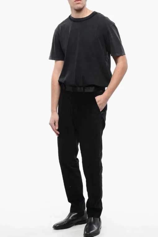 Online Pantaloni LYRA Skinny Fit in Velour con Rifiniture in Raso Uomo Pantaloni