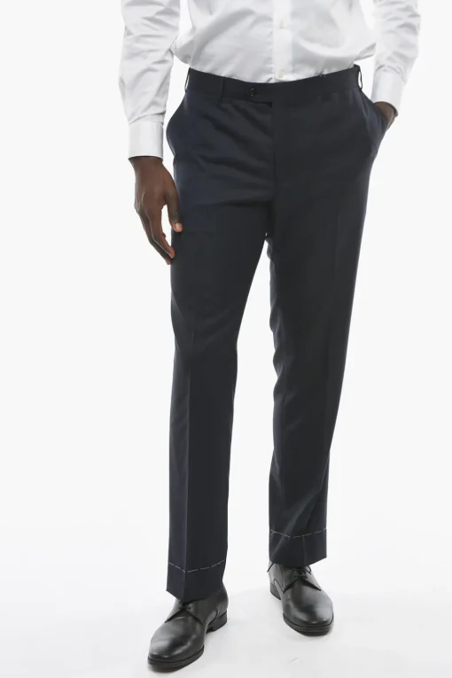 Sale Pantaloni MANTUA in Lana Vergine con Piega Uomo Pantaloni