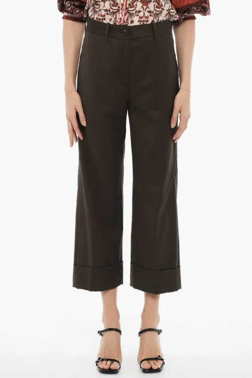 Pantaloni MINA in Tinta Unita ad Orlo con Risvolto>Nine In The Morning Clearance