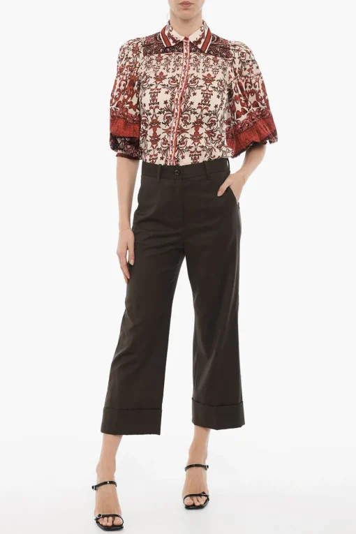 Pantaloni MINA in Tinta Unita ad Orlo con Risvolto>Nine In The Morning Clearance